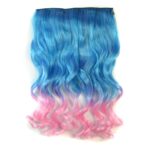 Pieza de extensión de cabello sin costura de una pieza Gradiente de color Onda grande Tipo de clip de rizado largo Postizo