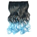 Pieza de extensión de cabello sin costura de una pieza Gradiente de color Onda grande Tipo de clip de rizado largo Postizo