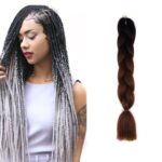 Pelucas trenzadas individuales con degradado de color de moda Trenzas grandes de fibra química, longitud: 60 cm (04 negro + rojo), 05