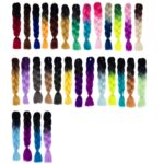 Pelucas trenzadas individuales con degradado de color de moda Trenzas grandes de fibra química, longitud: 60 cm (04 negro + rojo), 05 - Imagen 2
