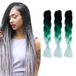 Pelucas trenzadas individuales con degradado de color de moda Trenzas grandes de fibra química, longitud: 60 cm (56 morado + azul lago + morado claro), 47