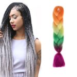 Pelucas trenzadas individuales con degradado de color de moda Trenzas grandes de fibra química, longitud: 60 cm (25 negro + rojo + amarillo + blanco), 30