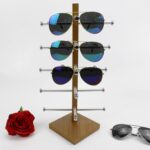 Soporte de exhibición del estante de las gafas de sol del marco de exhibición de los vidrios de madera del grano - Imagen 2