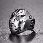 Máscara de Europa y América del estilo del punk rock gótico cráneo de los hombres anillo de acero Titanium, tamaño de los EEUU: 7, Diámetro: 17.4mm, Perímetro: 55mm