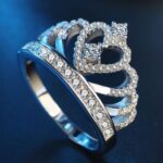 Anillo de circón chapado en platino con forma de corona de princesa reina, tamaño de EE. UU.: 10, diámetro: 19,8 mm, perímetro: 62,1 mm, 10 - Imagen 2