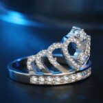 Anillo de circón chapado en platino con forma de corona de princesa reina, tamaño de EE. UU.: 10, diámetro: 19,8 mm, perímetro: 62,1 mm, 10 - Imagen 4
