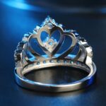 Anillo de circón chapado en platino con forma de corona de princesa reina, tamaño de EE. UU.: 10, diámetro: 19,8 mm, perímetro: 62,1 mm, 10 - Imagen 5