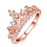 Anillo de circón chapado en oro rosa con forma de corona de princesa reina, tamaño de EE. UU.: 5, diámetro: 15,7 mm, perímetro: 49,3 mm, 5
