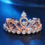 Anillo de circón chapado en oro rosa con forma de corona de princesa reina, tamaño de EE. UU.: 7, diámetro: 17,3 mm, perímetro: 54,4 mm, 7 - Imagen 4
