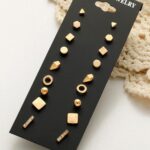 Juego de 9 pares de pendientes de tuerca con tarjeta para mujeres y niñas, Gold