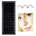 60 piezas de anillos de acero inoxidable con forma de diamante mezclado en forma de L, longitud del pasador: 7 mm, diámetro del pasador: 0,6 mm (color), Colour (60 PCS)