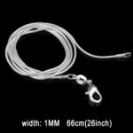 Cadena de hueso de serpiente chapada en plata con personalidad de 1 mm (longitud de plata: 26 pulgadas), length:26 inch - Imagen 2
