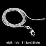 Cadena de hueso de serpiente chapada en plata con personalidad de 1 mm (longitud de plata: 32 pulgadas), length:32 inch - Imagen 2