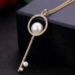 Collar con llave de cuentas en forma de diamante de tendencia de verano para mujer - Imagen 3