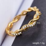 Anillo de modelado con giro de diamantes de imitación completo para mujer, simple y elegante (talla de EE. UU.: 6), US Size:6 - Imagen 2