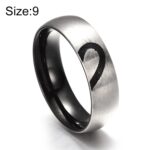 Anillo de pareja de empalme de corazón de amor de diamantes de imitación de moda Anillo de acero de titanio fino para hombres y mujeres (plata sin diamante, tamaño de EE. UU.: 9)