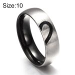 Anillo de pareja de empalme de corazón de amor de diamantes de imitación de moda Anillo de acero de titanio fino para hombres y mujeres (plata sin diamante, tamaño de EE. UU.: 10)