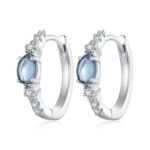 BSE859 Plata esterlina S925 Chapado en oro blanco Zircon Star Pendientes de cristal azul