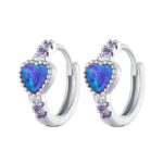 BSE865 S925 Pendientes de ópalo púrpura de plata esterlina Pendientes versátiles en forma de corazón