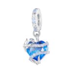 SCC2535 S925 collar de plata esterlina colgante accesorios azul mágico en forma de corazón DIY pulsera cuentas