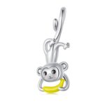 SCC2547 S925 plata esterlina lindo al revés mono colgante accesorios DIY pulsera cuentas