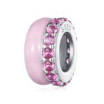 Cuentas de silicona de doble capa de plata de ley S925, accesorios colgantes, cuentas de pulsera DIY, BSC883-PK