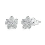 BSE855 Plata esterlina S925 Chapado en oro blanco Conjunto completo Pendientes de botón de flor de circón