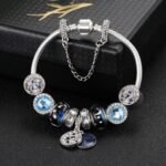 18cm moda estilo étnico Boho azul cielo estrella luna pulseras de cuentas