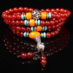 Accesorio de joyería de moda Pulsera de cuentas de granate, Red Agate & Buddha Head