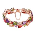 Pulseras de cuentas de circonitas coloridas de oro rosa de Mona Lisa de 18 cm