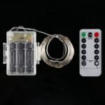 Caja de 50 LED, 3 pilas AA, lámpara de hadas, luz decorativa con mando a distancia, CC 5V, Warm White/Remote Control