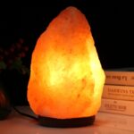 Lámpara de sal del Himalaya regulable grande E14, Lámpara de mesa de escritorio Crystal Rock Healthy Luz de noche con base de madera y bombilla e interruptor, peso de gran tamaño 3-5 KG, CA 220 V