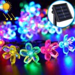 Cadena de lámpara Solar con forma de flor de melocotón, 50 LED, impermeable para jardín al aire libre, decoración navideña, Festival de Primavera