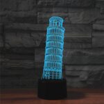 Lámpara de mesa colorida de la luz de la visión del LED de la forma 3D de la torre inclinada de París, versión del tacto de la grieta