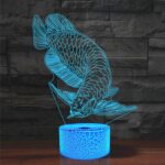 Los pescados forman la lámpara de mesa colorida de la luz de la visión de 3D LED, versión de carga del tacto