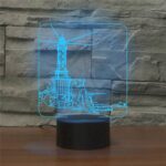 Lámpara de mesa colorida de la luz de la visión de la forma 3D LED del faro, versión del tacto del USB