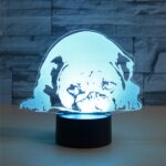 Lámpara de mesa de luz LED colorida 3D con forma de perro postrado, versión teledirigida de 16 colores