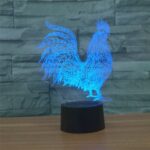 Cock Shape 3D Lámpara de mesa colorida con luz LED de visión, USB y versión de batería