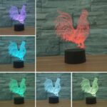 Lámpara de mesa colorida de la luz de la visión de la forma 3D LED del gallo, versión de carga del tacto - Imagen 3