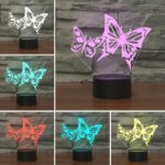 Dos mariposas forman la lámpara de mesa colorida de la luz de la visión de 3D LED, versión del tacto del USB - Imagen 3