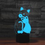 Lámpara de mesa colorida de la luz de la visión de la forma 3D LED del gato, versión teledirigida de la grieta