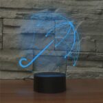 Lámpara de mesa de luz LED colorida de visión 3D con forma de paraguas, versión USB y batería
