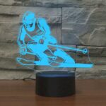 Lámpara de mesa colorida de la luz de la visión del LED de la forma 3D del esquí, versión del tacto de la grieta