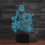 Lámpara de mesa colorida de la luz de la visión del LED de la forma 3D de la motocicleta, versión teledirigida de la grieta
