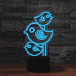 Tres pájaros forman la lámpara de mesa colorida de la luz de la visión del LED 3D, versión teledirigida de 16 colores