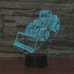 Lámpara de mesa colorida de la luz de la visión del LED de la forma 3D del excavador, versión del tacto del USB