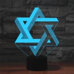 Lámpara de mesa colorida de la luz de la visión del LED de la forma 3D del pentagrama, versión teledirigida de 16 colores