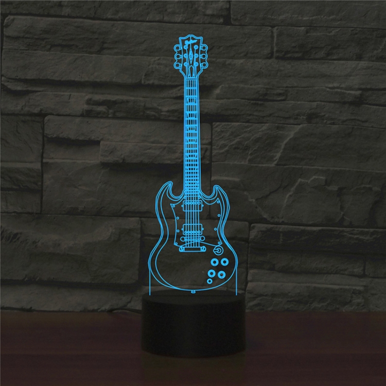 LED0927.jpg Lámpara de mesa colorida de la luz de la visión del LED de la forma 3D de la guitarra de cinco cuerdas, versión del tacto del USB - Imagen 1