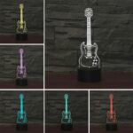 Lámpara de mesa colorida de la luz de la visión del LED de la forma 3D de la guitarra de cinco cuerdas, versión del tacto del USB - Imagen 3