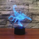 Lámpara de mesa colorida de la luz de la visión del LED de la forma 3D del escorpión, versión del tacto de la grieta